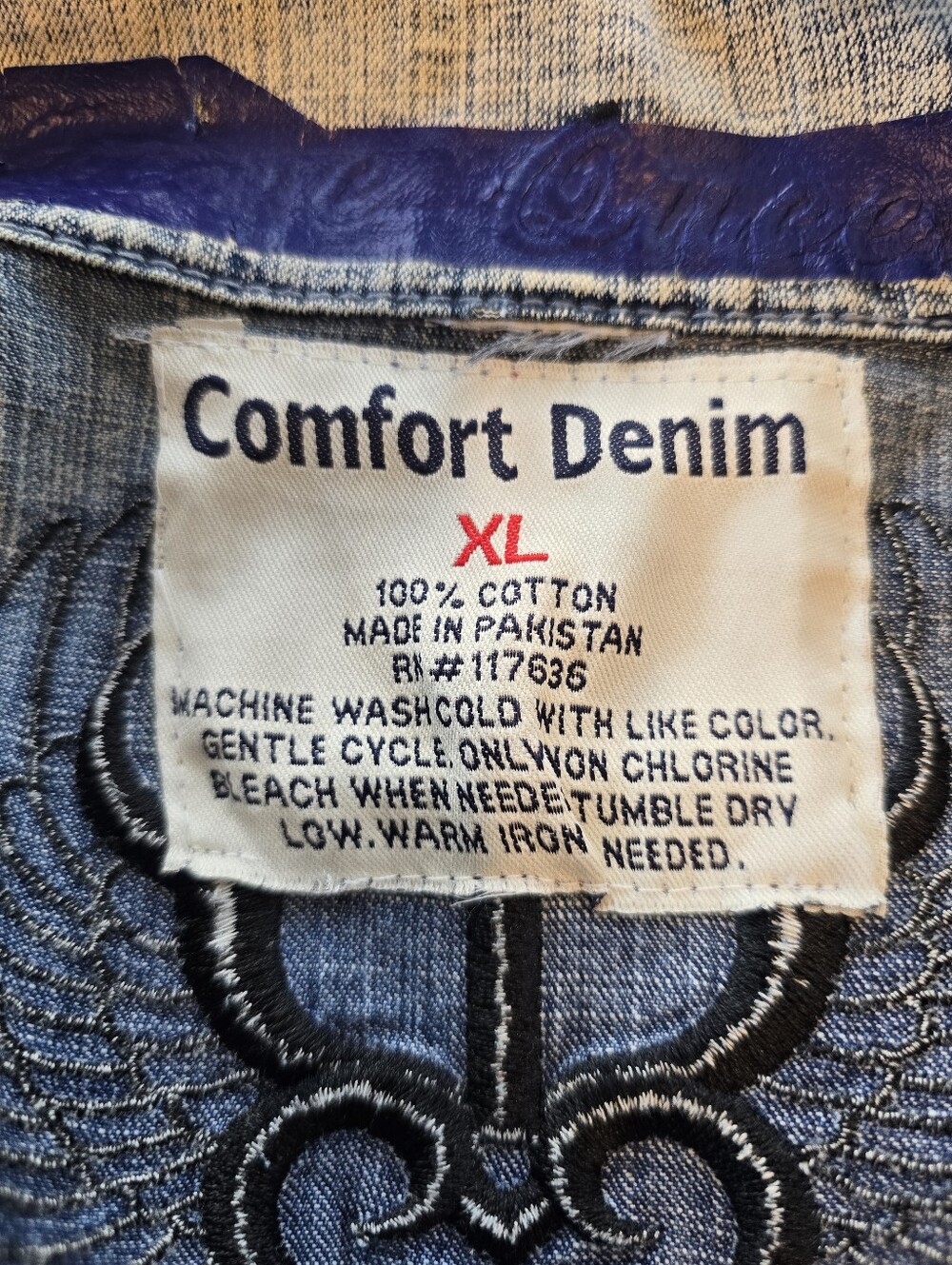 Comfort Denim Distressed Blue Jean Jacket XL - Picture 8 of 9